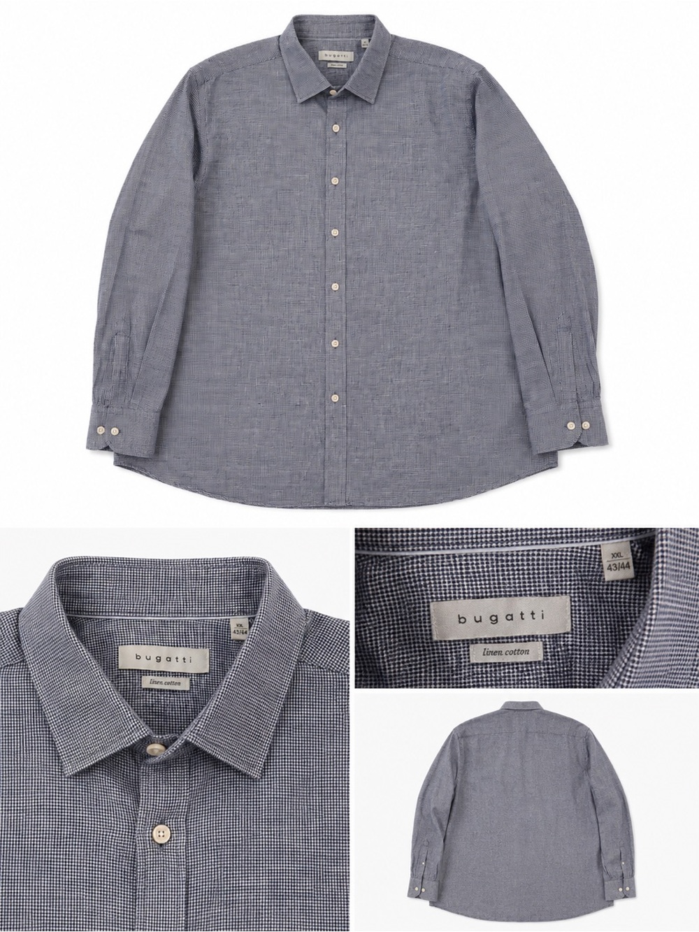 Bugatti Men's Gray-Blue Micro-Check Button-Down Shirt